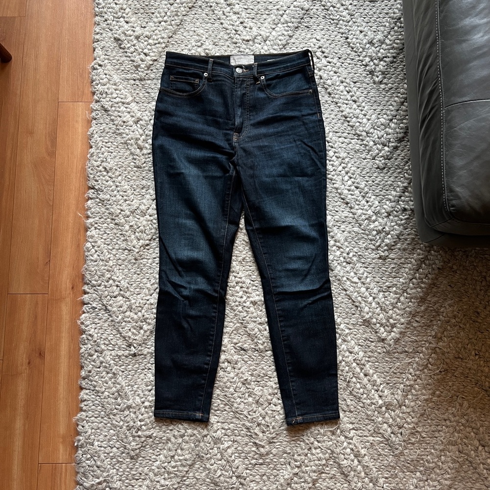 Everlane Authentic Stretch High Rise Skinny Jeans 29 Ankle - Dark Blue